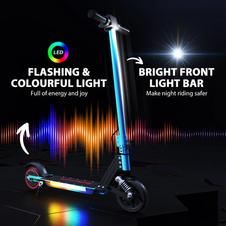 SPORTNOW Folding Electric Scooter for Kids, with Dual Brakes, Front Suspension, LED Colourful Lights, Blue