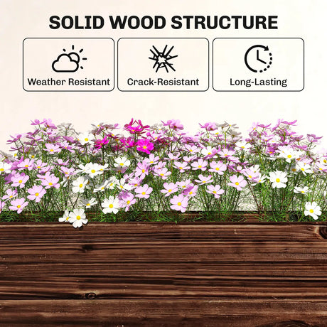 Outsunny 2-Tier Wooden Raised Planter, Raised Garden Bed on Legs with Drainage Holes and Bed Liner, Elevated Garden Planter