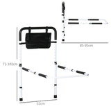 HOMCOM Safety Bed Rail, Height Adjustable Bed Assist Rail with Storage Pocket, Grab Bar for Disabled and Senior, White