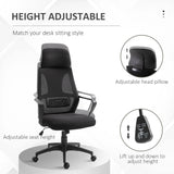Vinsetto High Back Office Chair with Headrest, Adjustable Height, Mesh Material for Office Use, Black