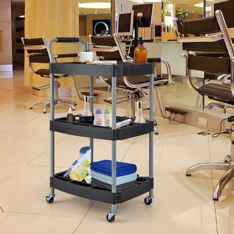 3 Tier Rolling Tool Cart Rustproof Metal Utility Cart with Handle