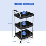 3 Tier Rolling Tool Cart Rustproof Metal Utility Cart with Handle