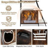 Large Cat Litter Box Enclosure with Storage and Removable Plush Mats-Coffee