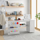 Foldable sewing table sewing cabinet versatile craft table versatile craft table 158 x 50 x 75 cm white