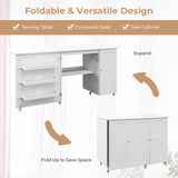 Foldable sewing table sewing cabinet versatile craft table versatile craft table 158 x 50 x 75 cm white