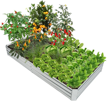 240 x 120 x 30 cm Galvanized Large Metal Raised Garden Bed-Silver