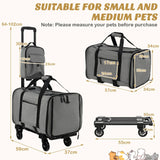Rolling Cat Carrier with Dual-use Pads and Litter Bag-Gray