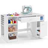 Sewing Craft Table Home Office Computer Desk with Storage Shelves and Drawer