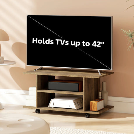 HOMCOM Modern TV Cabinet Stand Storage Shelves Table Mobile Bedroom Furniture Bookshelf Bookcase Walnut