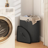 Corner Bamboo Hamper Laundry Basket-Black