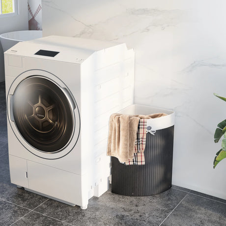 Corner Bamboo Hamper Laundry Basket-Black