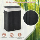 72L Bamboo Laundry Basket with Lid and Washable Liner Bag-Black