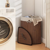 Corner Bamboo Hamper Laundry Basket-Brown