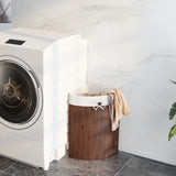 Corner Bamboo Hamper Laundry Basket-Brown