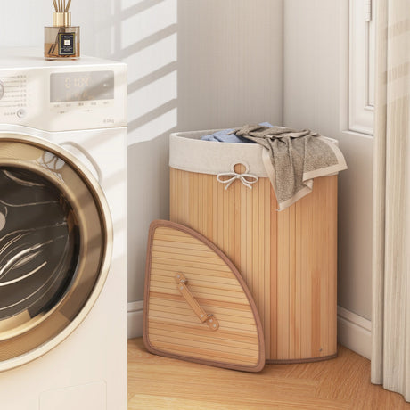Corner Bamboo Hamper Laundry Basket