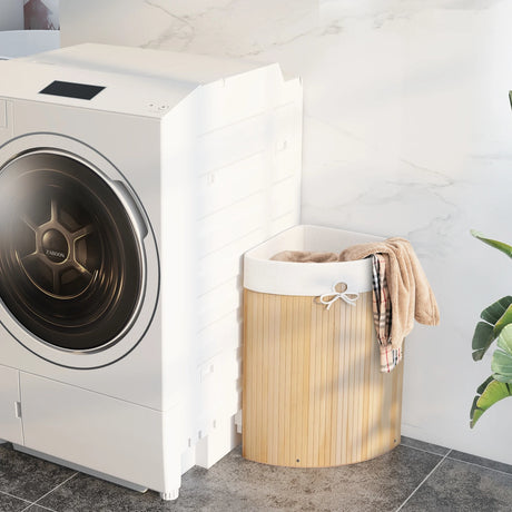 Corner Bamboo Hamper Laundry Basket