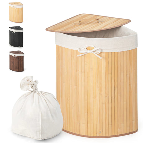 Corner Bamboo Hamper Laundry Basket