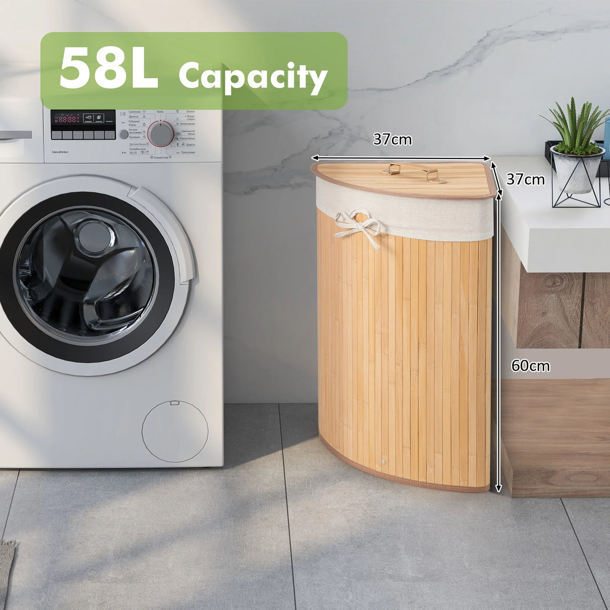 Corner Bamboo Hamper Laundry Basket