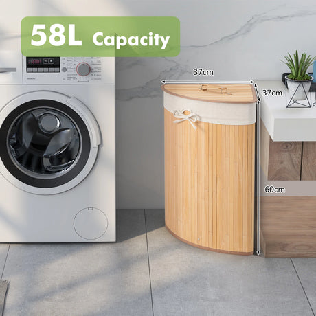 Corner Bamboo Hamper Laundry Basket