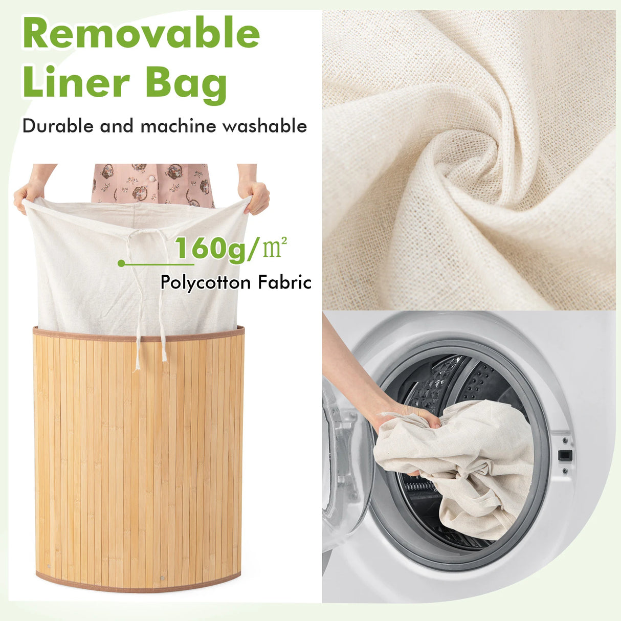 Corner Bamboo Hamper Laundry Basket