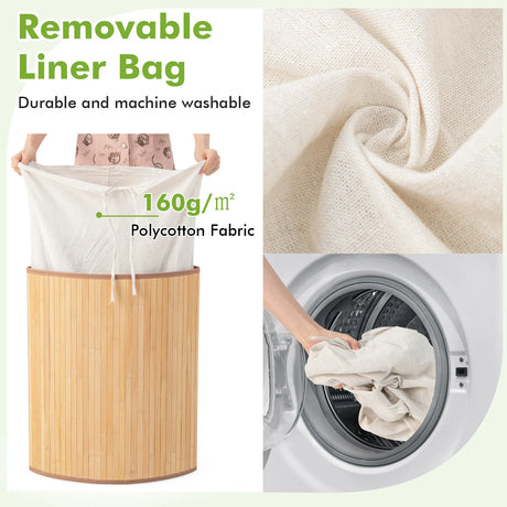 Corner Bamboo Hamper Laundry Basket