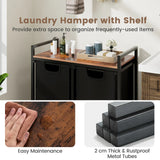 Laundry Hamper with Shelf Laundry Organizer with 2 Removable Bags-Black & Brown