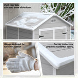 Outsunny 6 x 5ft Garden Shed, Plastic Shed with Floor, Window, Lockable Doors and Vents, Wood Effect Resin Tool Shed for Outdoor Patio, Light Grey