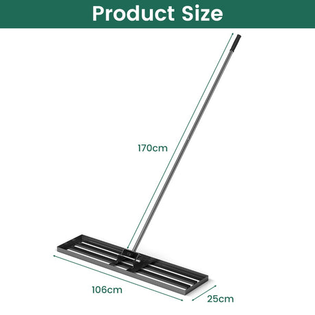 42 x 10 Inch Lawn Leveling Rake with Ergonomic Handle-Black
