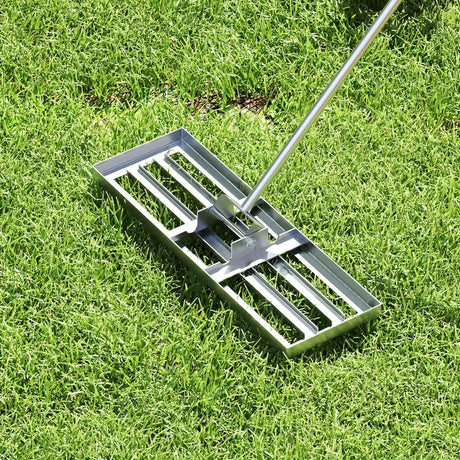 42 x 10 Inch Lawn Leveling Rake with Ergonomic Handle-Silver