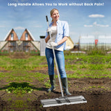 42 x 10 Inch Lawn Leveling Rake with Ergonomic Handle-Silver