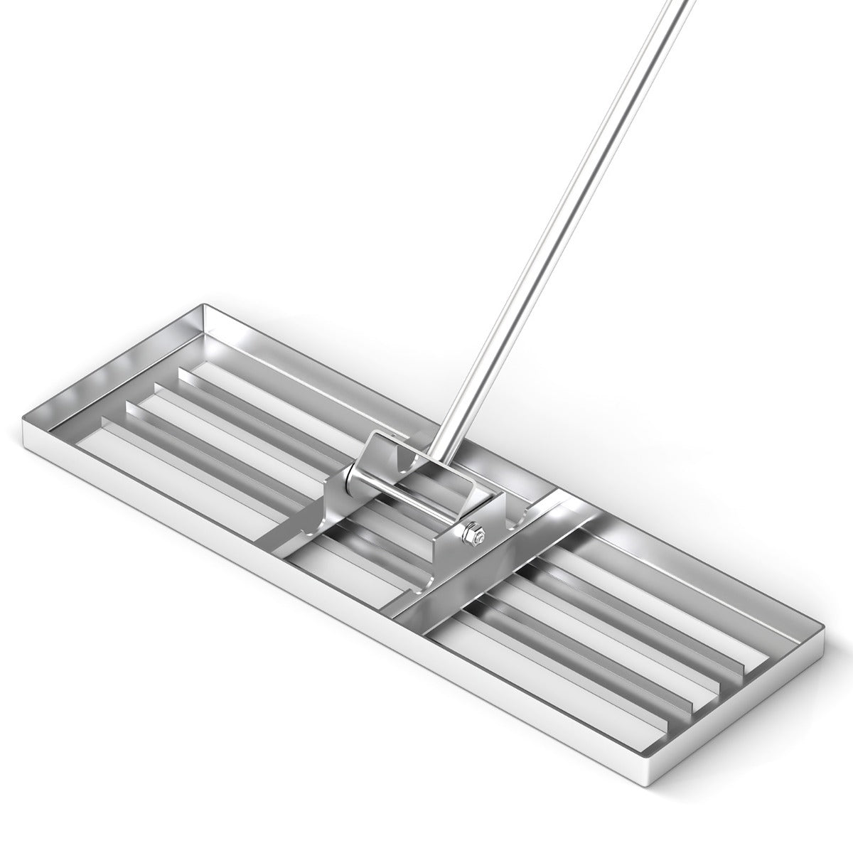 42 x 10 Inch Lawn Leveling Rake with Ergonomic Handle-Silver
