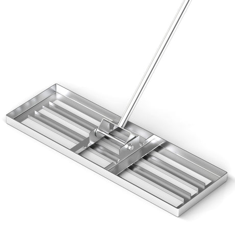 42 x 10 Inch Lawn Leveling Rake with Ergonomic Handle-Silver