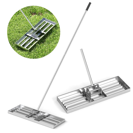 42 x 10 Inch Lawn Leveling Rake with Ergonomic Handle-Silver