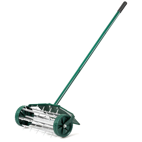 18 Inch Rolling Lawn Aerator with Splash-Proof Fender for Garden
