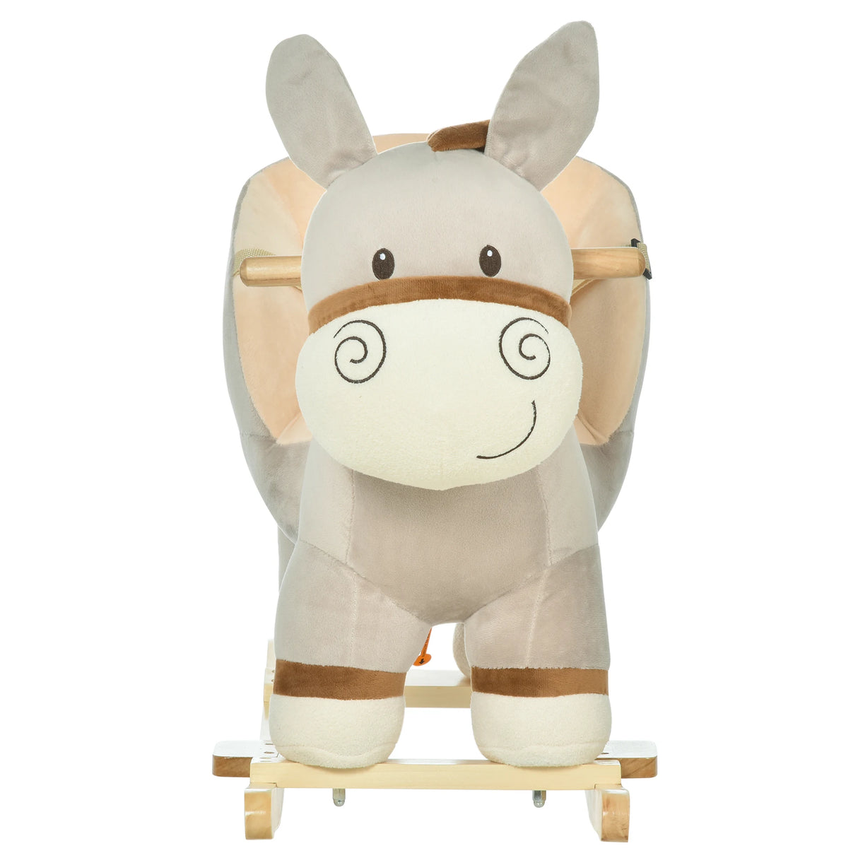 HOMCOM Kids Rocking Horse, Children Plush Ride On Donkey Animal Rocker w/ Sound, Wood Base Seat, Safety Belt, Baby Toy Rocker for Toddler 18 - 36 Months, Grey