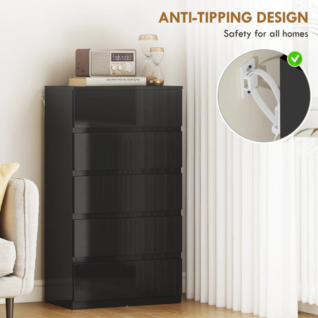 HOMCOM Chest of Drawers, 5-Drawer Storage Cabinets, Modern Dresser, Storage Drawer Unit for Bedroom