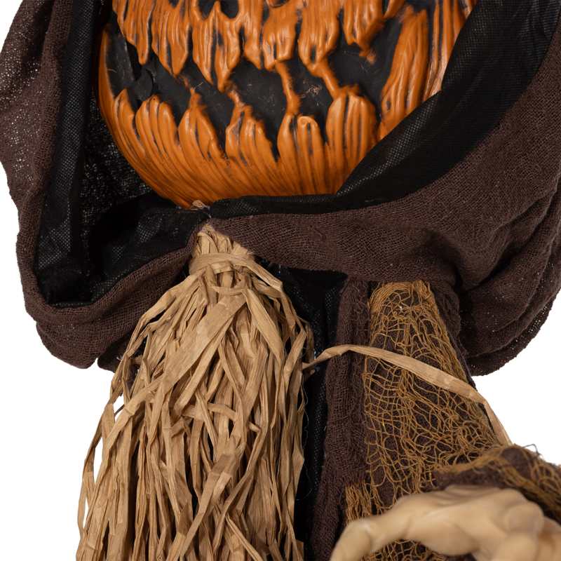 HOMCOM 198cm 78" Straw Pumpkin Halloween Decoration, Halloween Prop with Light Up Eyes, for Haunted House Indoor Outdoor Decor