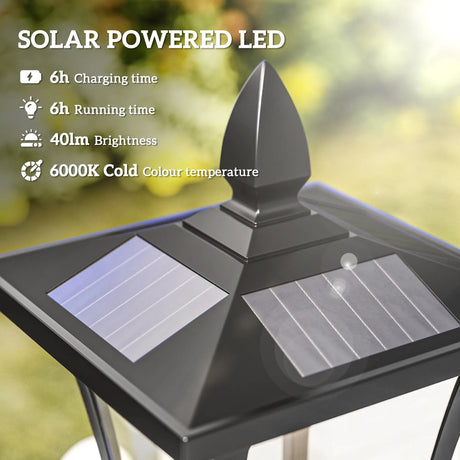 Outsunny Outdoor Garden Solar Post Lamp Sensor Dimmable LED Lantern Bollard Pathway 1.6M Tall  Black