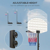 SPORTNOW Adjustable Basketball Stand Net System, with Wheels, Enlarged Base, PE, Backboard, 179-209cm