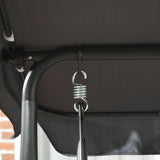 Outsunny 3 Seater Swing Chair, Garden Swing Seat Bench with Adjustable Canopy, Rattan Seat and Steel Frame for Patio, Yard, Dark Grey