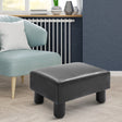 HOMCOM Faux Leather Footstool, Small Foot Rest, Rectangle Sofa Stool for Bedroom Living Room, Black