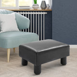 HOMCOM Faux Leather Footstool, Small Foot Rest, Rectangle Sofa Stool for Bedroom Living Room, Black