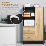 HOMCOM Kitchen Cupboard, Freestanding Microwave Stand with Adjustable Shelves, Drawers and Metal Base, 160cm