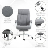 Vinsetto Office Chair, Ergonomic Desk Chair, Fabric Work Study Chair with 155 Reclining Back and Footrest, Adjustable Height and Swivel Wheels, Grey