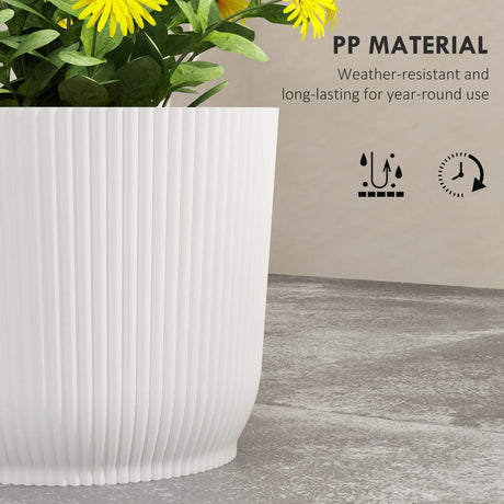 Outsunny Set of Two 22cm Planters - White