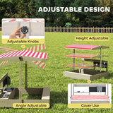 Outsunny Kids Wooden Sandbox w/ Canopy, Kitchen Toys, Seat, Storage, for Ages 3-7 Years