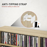 HOMCOM 16-Compartment Media Shelf - Nature Wood Finish