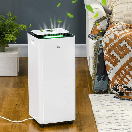 HOMCOM 3500mL Portable Dehumidifier with Air Purifier, 24H Timer, 5 Modes, 16L/Day, for Home Laundry, White