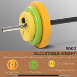 HOMCOM Weight Bench with Adjustable Barbell Rack, Leg Extension, Preacher Curl Pad and 20kg Barbell Set