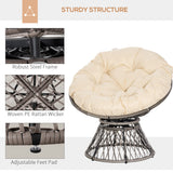 Outsunny 360 Swivel Rattan Moon Bowl Chair Round Lounge Garden Wicker Basket Seat with Padded Cushion Oversized for Outdoor Indoor, Beige